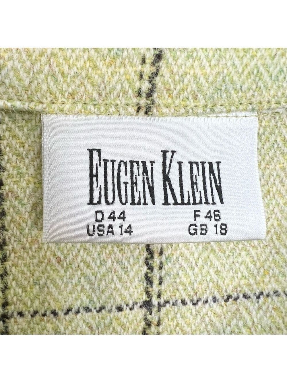 Eugen Klein Germany pale green boxy plaid 100% wool overshirt shacket 14 - Picture 13 of 15